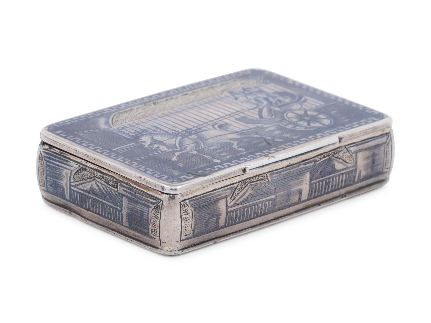 Two Continental Niello Silver Snuff Boxes