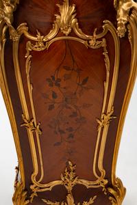A Pair of Louis XV Style Gilt-Bronze-Mounted Marquetry Pedestals — AFTER A MODEL BY EMMANUEL ZWIENER, 20TH CENTURY