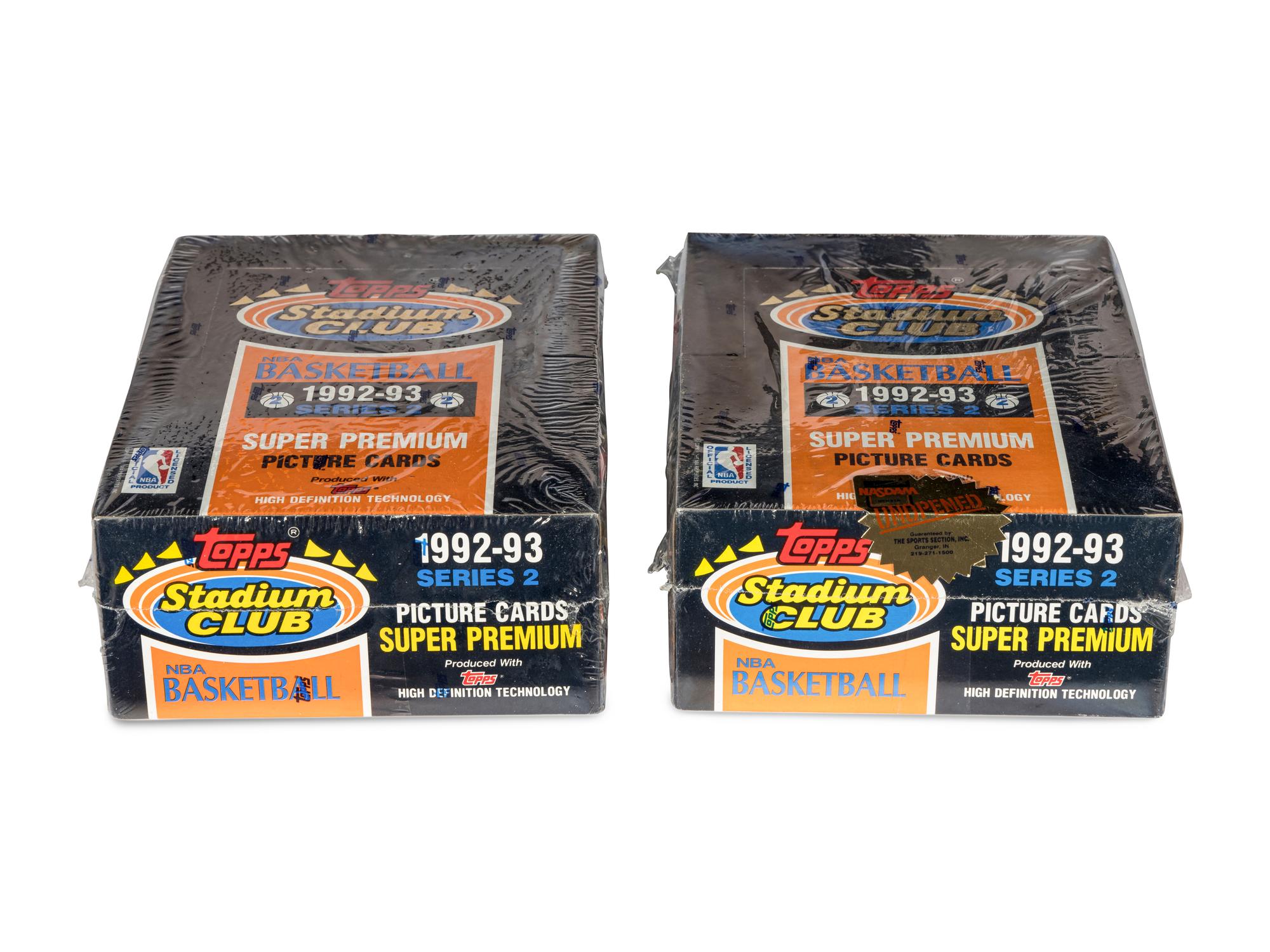 A Group of Two Sealed Boxes of 1992-93 Topps Stadium Club Series Two Basketball Cards (Possible Shaquille O'Neal Rookie Cards)