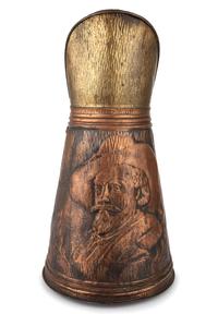 [WILD WEST SHOWS]. Buffalo Bill Cody copper coal scuttle. N.p., n.d.