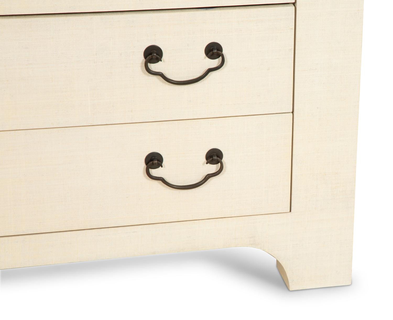 A Painted Raffia Chest of Drawers in the Manner of Karl Springer