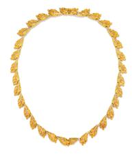 An 18 Karat Bicolor Gold Leaf Motif Necklace, Gianmaria Buccellati, 19.60 dwts.
