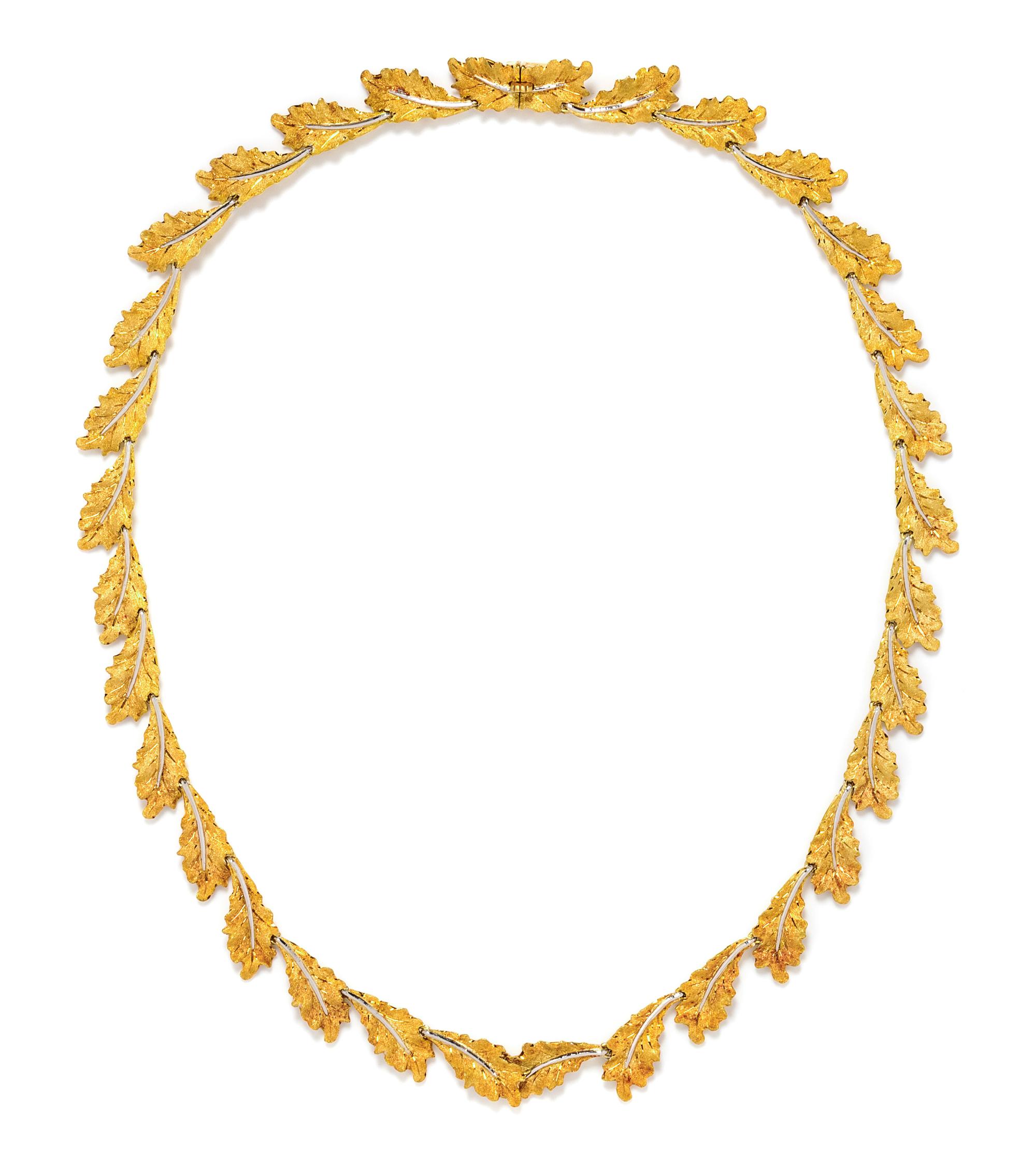 An 18 Karat Bicolor Gold Leaf Motif Necklace, Gianmaria Buccellati, 19.60 dwts.