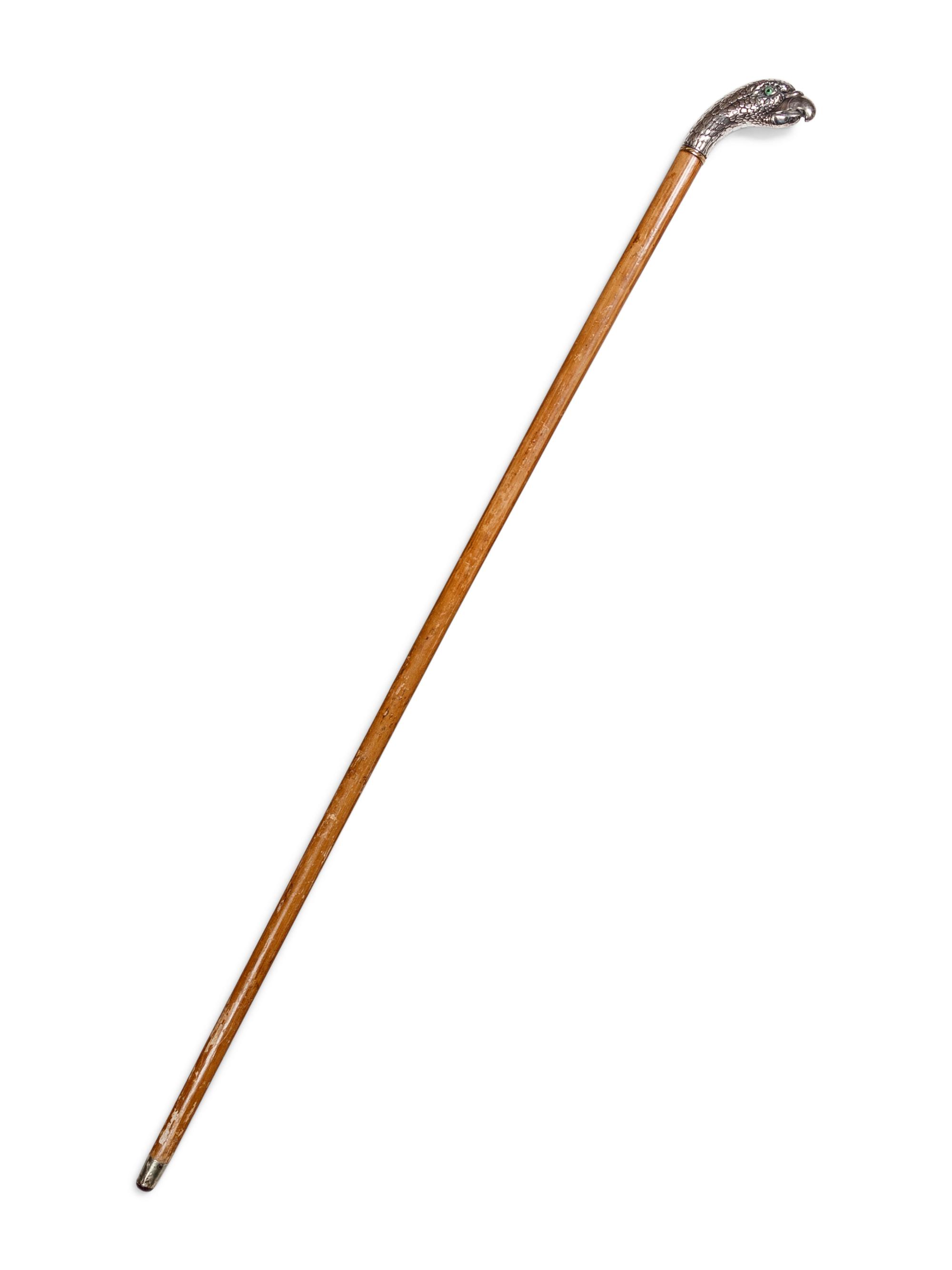 A Continental Silver Mounted Malacca Zoomorphic Walking Stick