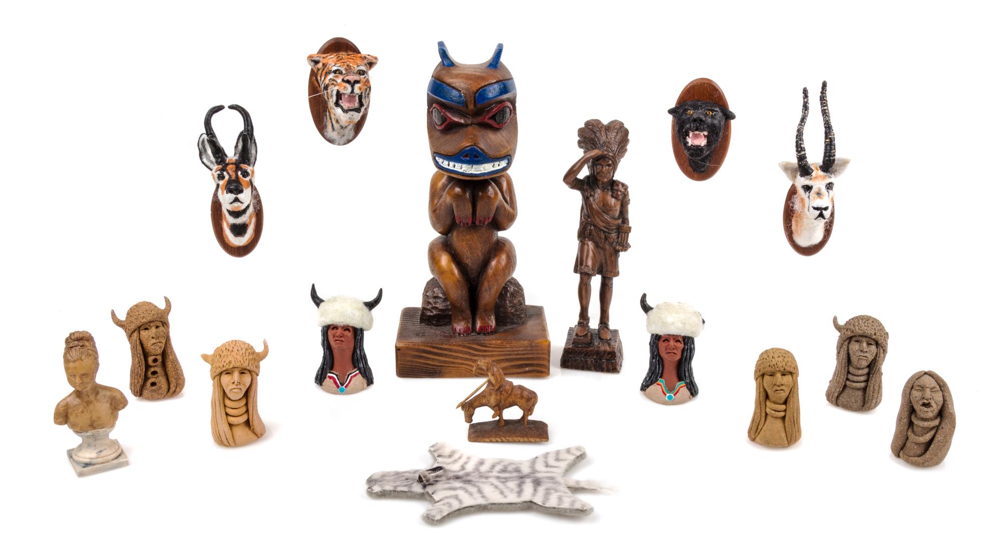 A Collection of Native American Decorative Articles Height of first 8 1/4 inches.