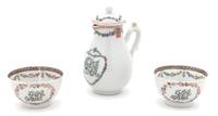 A Chinese Export Porcelain Chocolate Pot Height 5 1/4 inches.