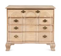 A Chippendale Style Block-Front Bleached Mahogany Chest of Drawers