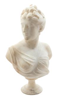An Italian Carved Alabaster Bust Height 19 1/2 inches. — 19TH/20TH CENTURY