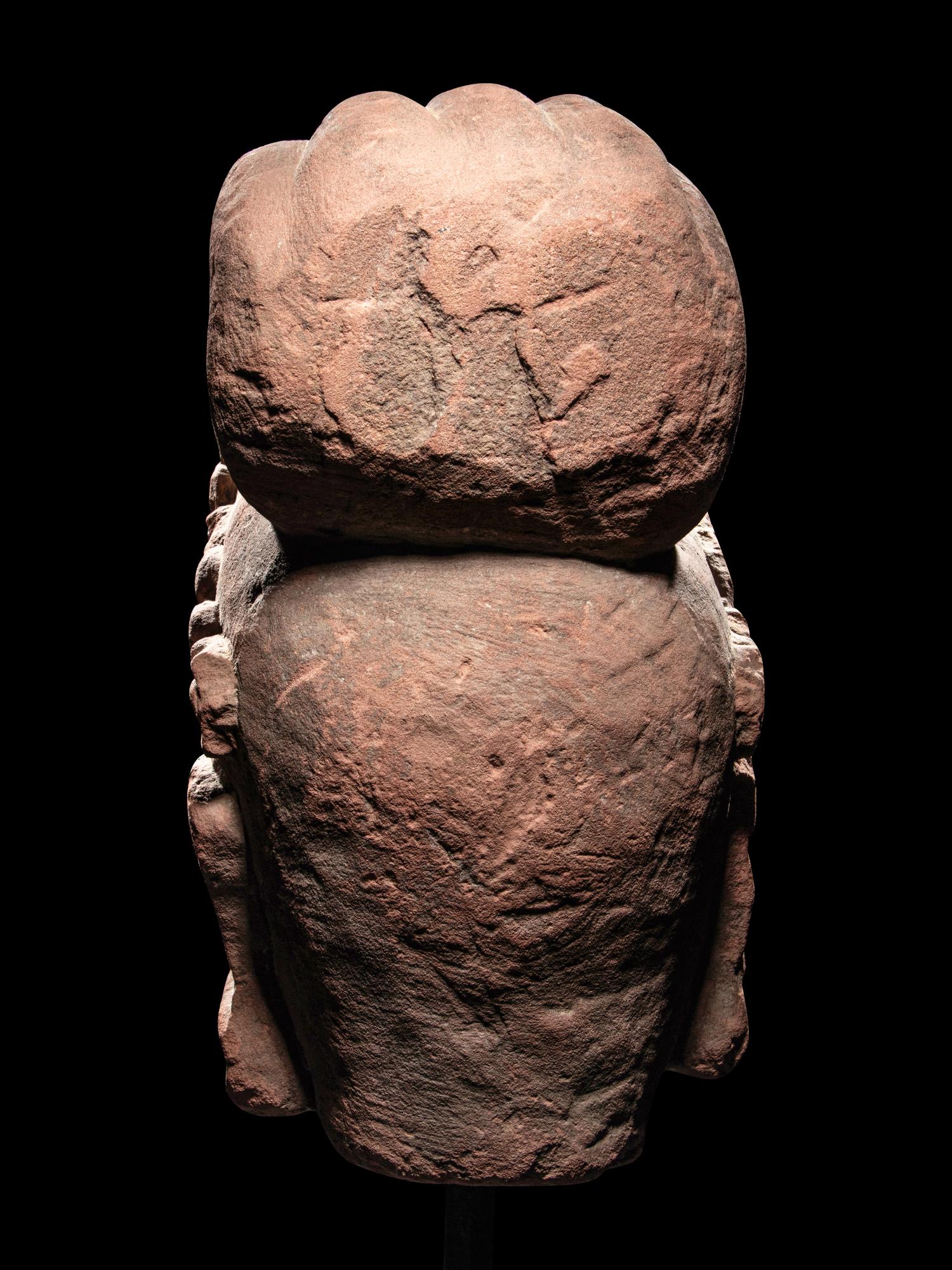 A Chinese Carved Stone Head of Guanyin
