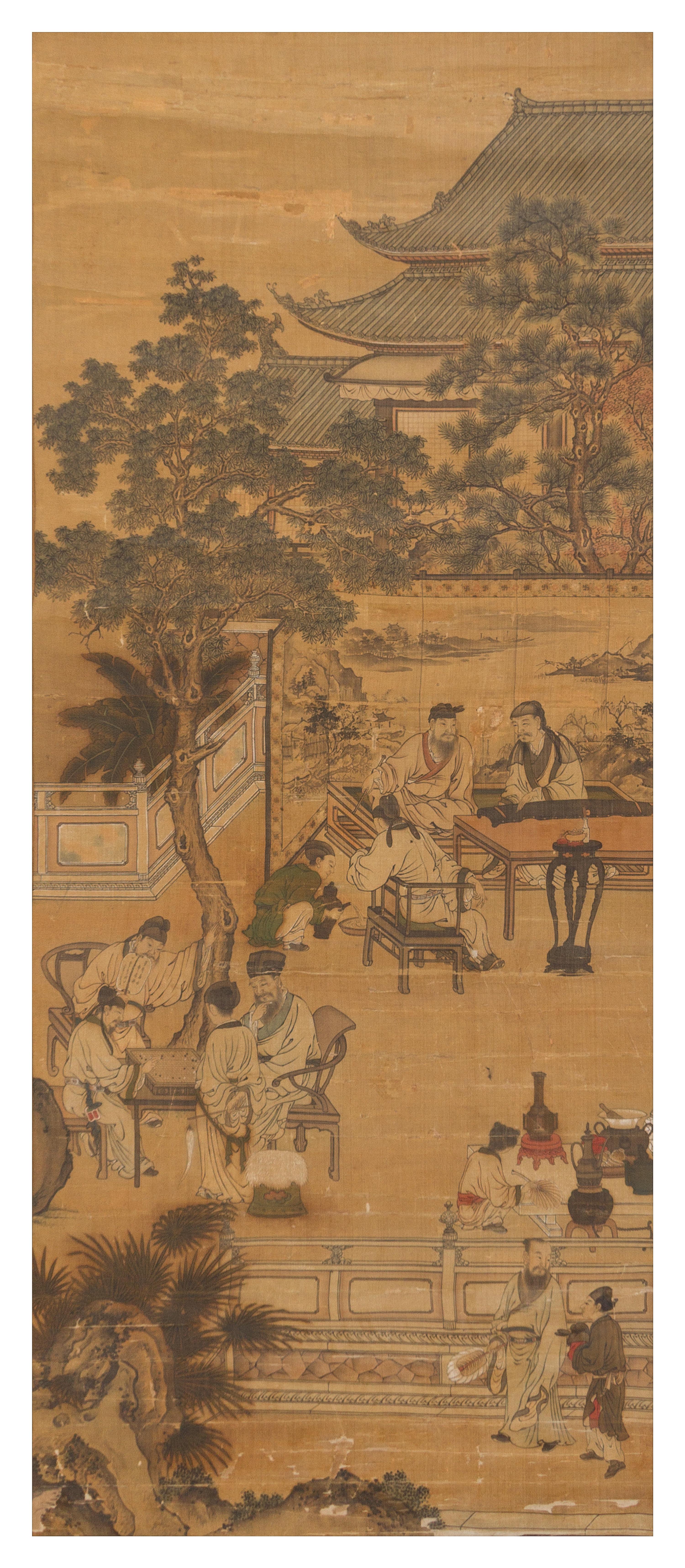Two Ink and Color on Silk Scrolls LIKELY 19TH CENTURY 87 1/2 inches x 27 1/4 inches. — LIKELY 19TH CENTURY