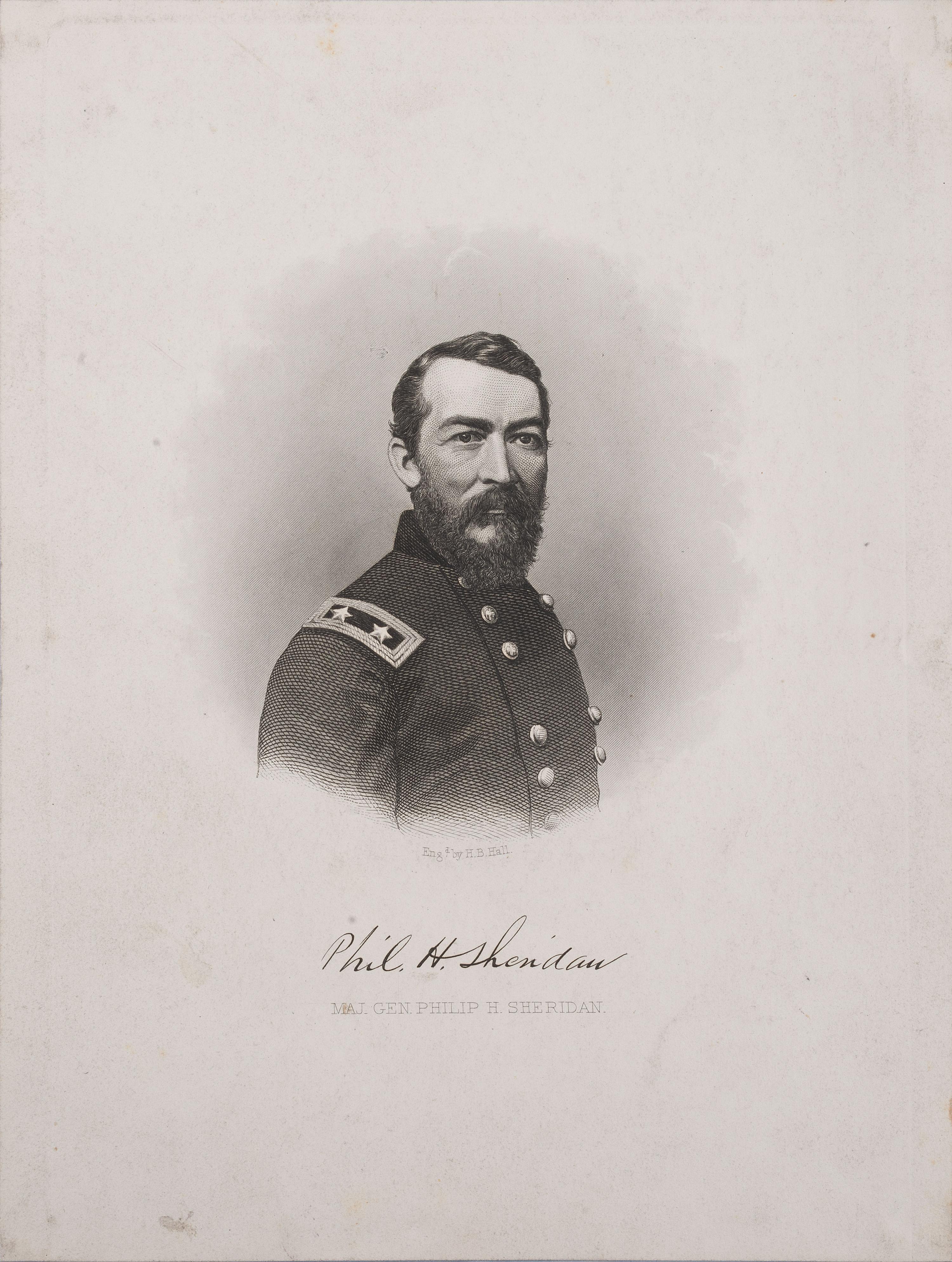 SHERIDAN, Philip H. (1831-1888). ALS and ANS on Headquarters Fifth Military District letterhead. [ With: ] Engraving of Philip H. Sheridan.