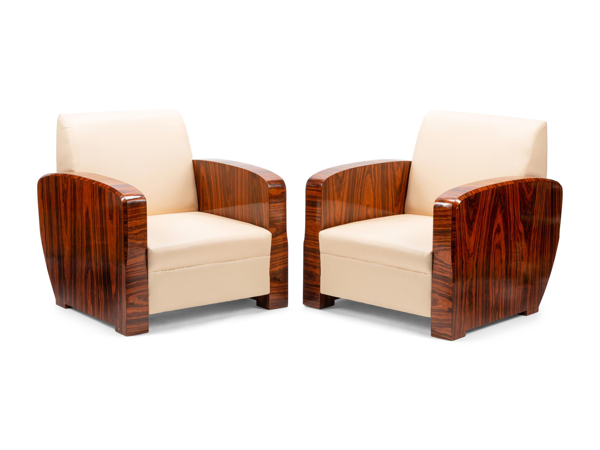 A Pair of Art Deco Style Rosewood Lounge Chairs