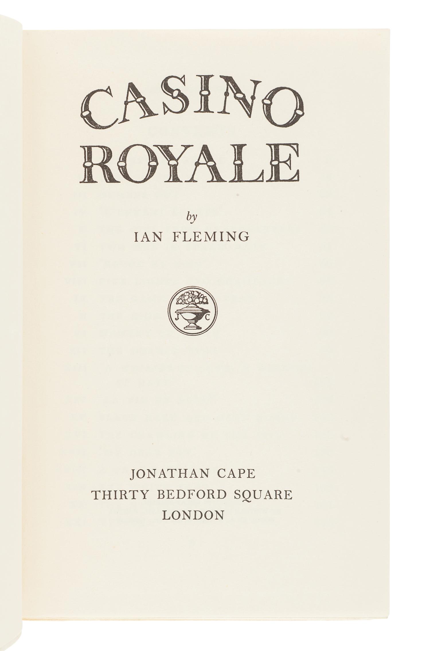 FLEMING, Ian (1908-1964). Casino Royale. London: Jonathan Cape, 1953.