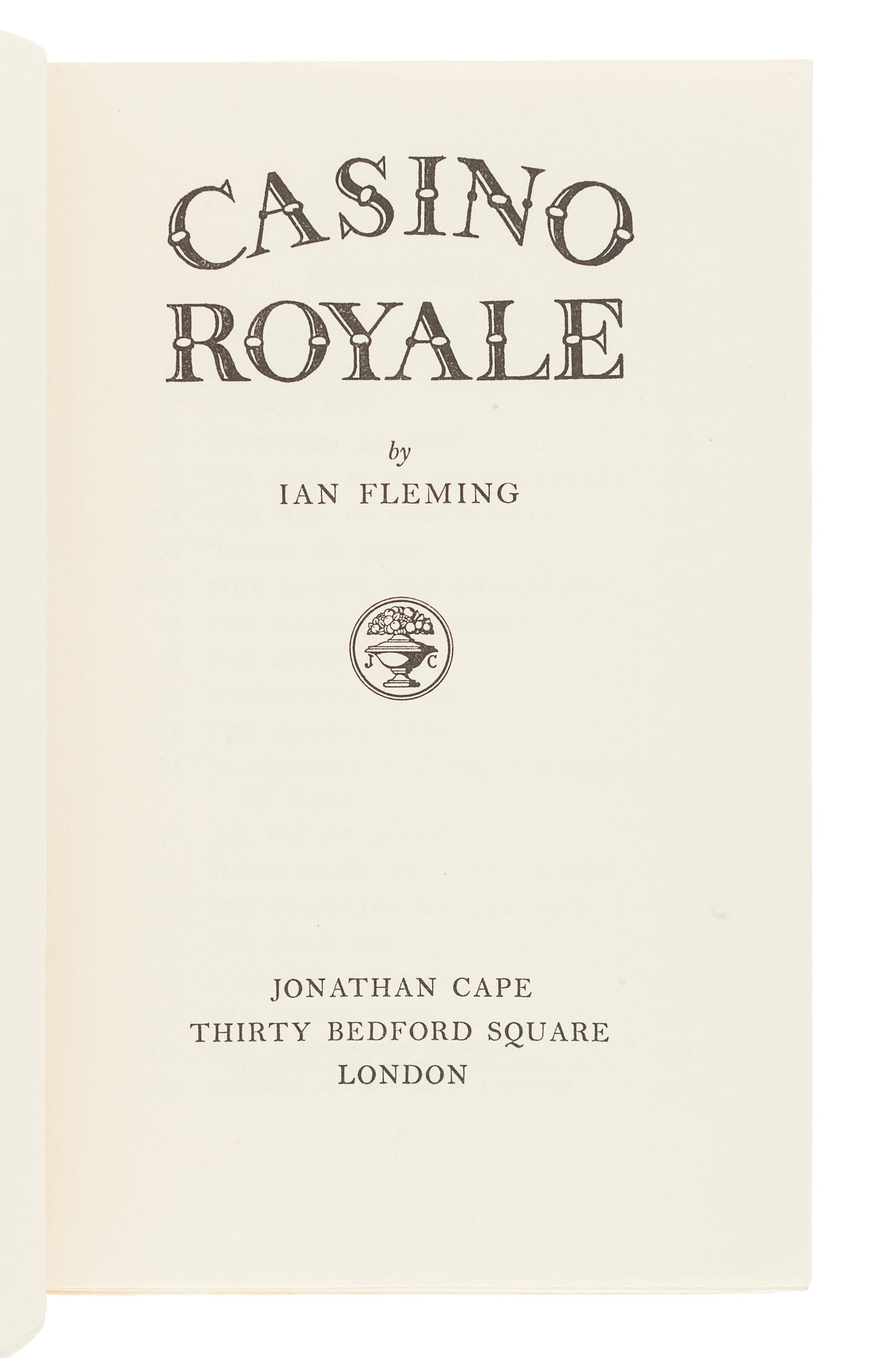 FLEMING, Ian (1908-1964). Casino Royale. London: Jonathan Cape, 1953.