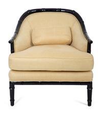 A Pair of Bamboo-Carved Black Lacquered Club Chairs — 20TH CENTURY