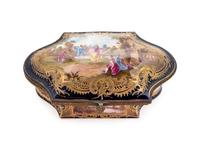 A Sèvres Style Painted and Parcel Gilt Porcelain Table Casket