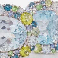A Matching 14K White Gold and Gemstone Pendant and Ring