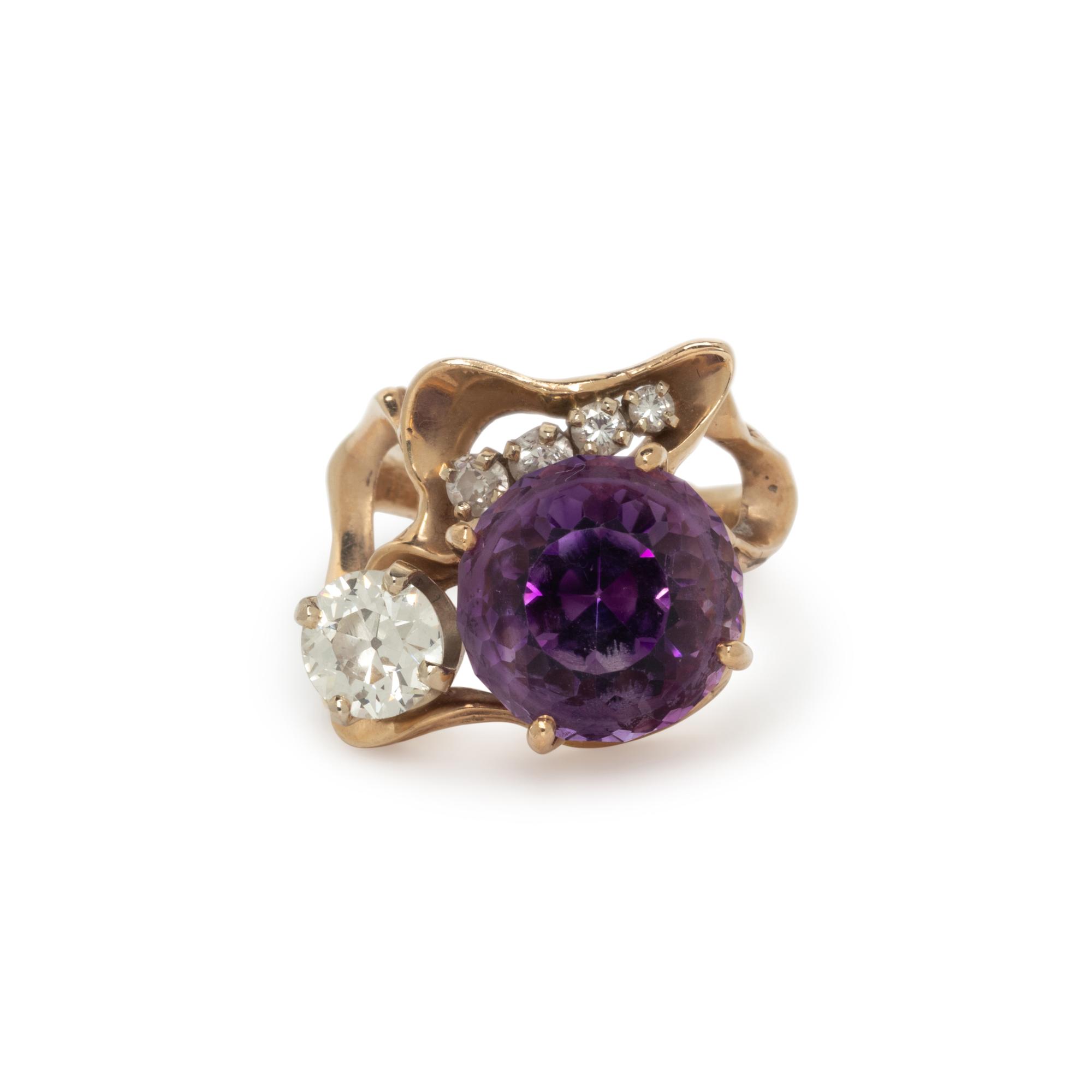AMETHYST AND DIAMOND RING