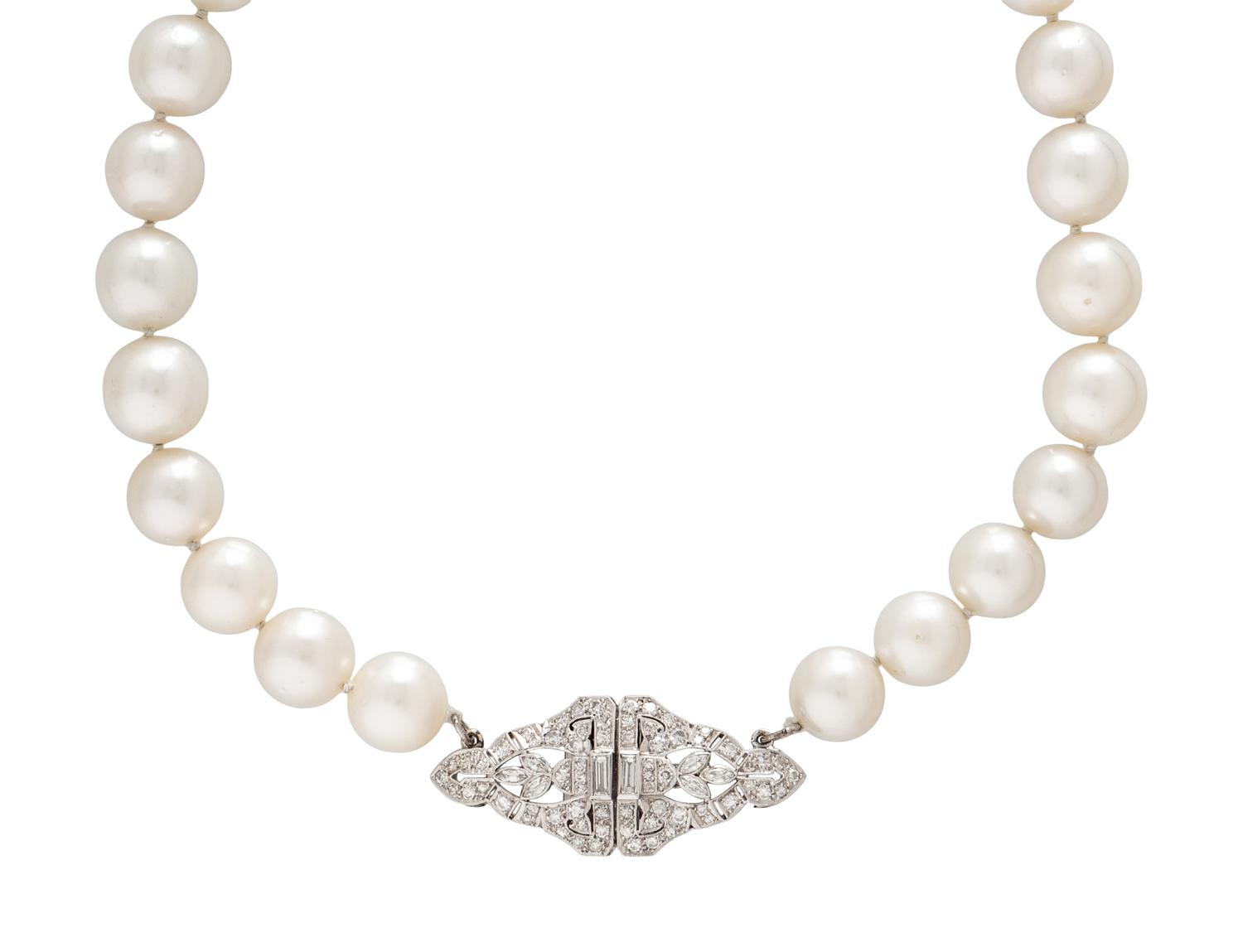 CULTURED PEARL AND DIAMOND NECKLACE