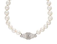 CULTURED PEARL AND DIAMOND NECKLACE