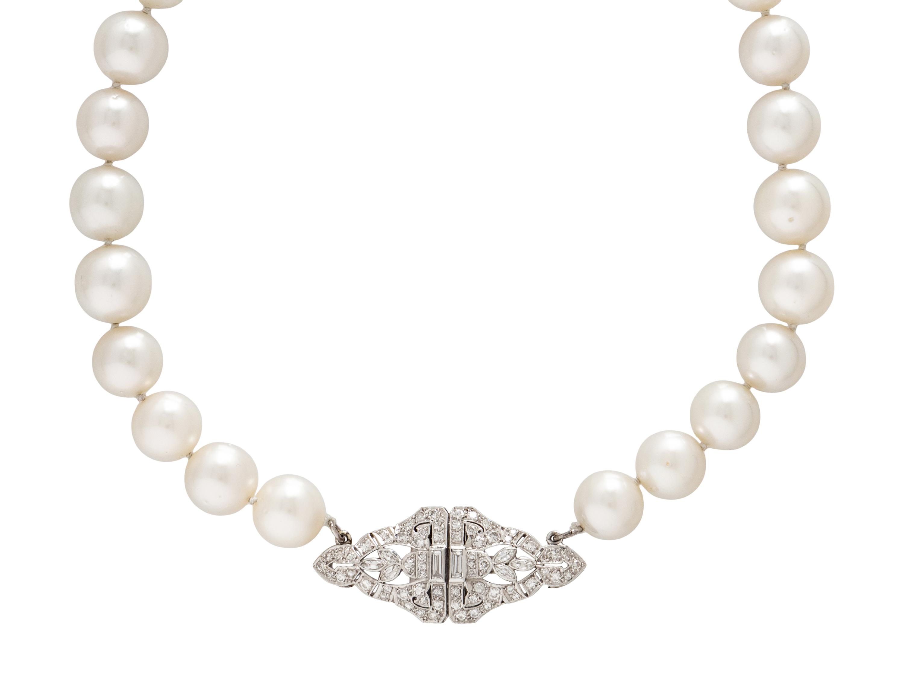 CULTURED PEARL AND DIAMOND NECKLACE