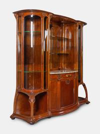 Art Nouveau Carved Bar Suite comprising a bar and a liquor cabinet