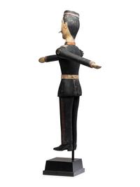 A Carved and Painted Wood Marching Band Cymbal Player Whirligig