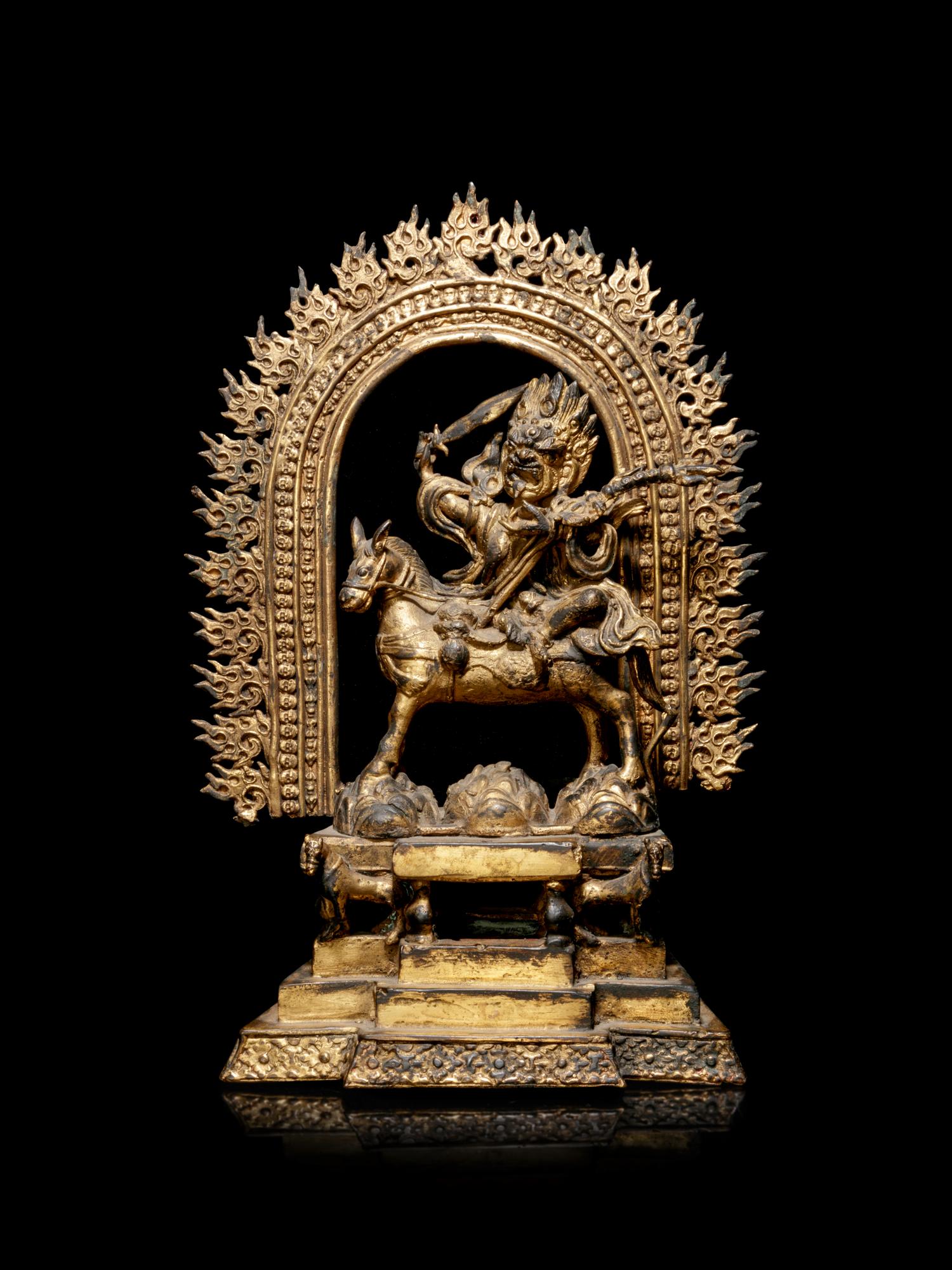 A Tibetan Gilt Bronze Figure of Palden Lhamo