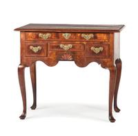 A Fine and Rare Queen Anne Veneered and Shell-Carved Walnut Dressing Table