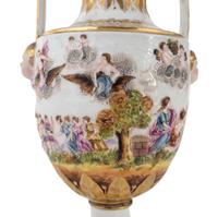 A Capodimonte Painted and Parcel-Gilt Porcelain Covered Urn