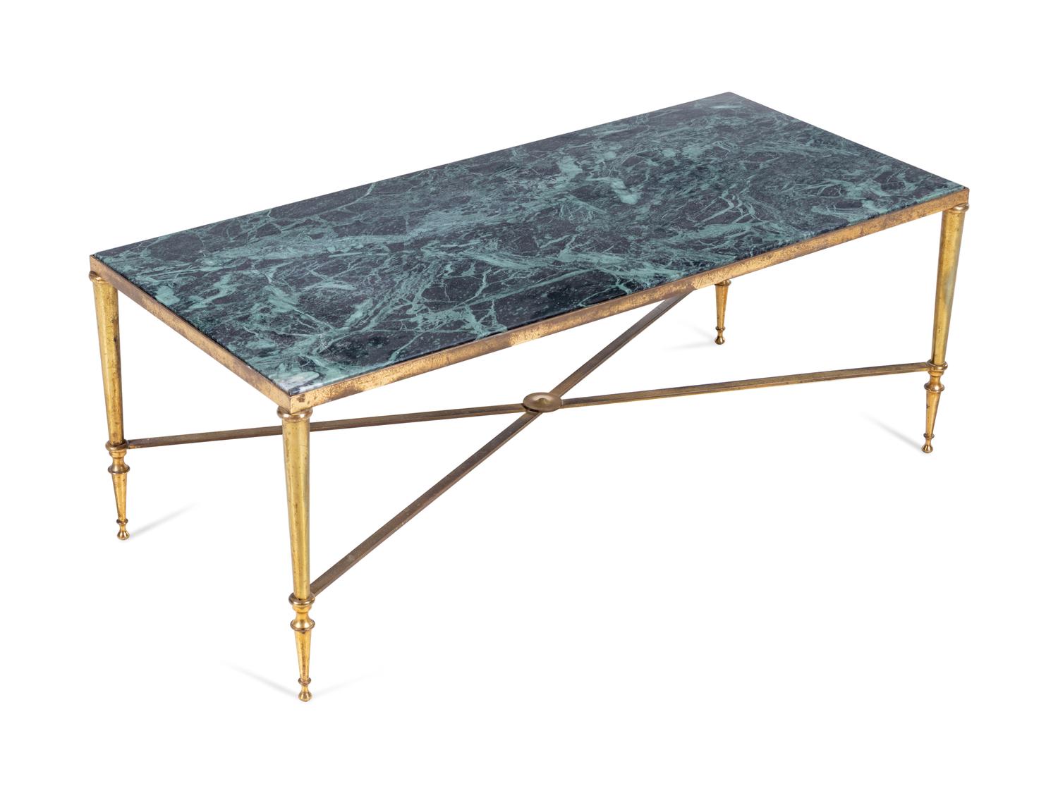 A Brass and Marble Low Table in the Style of Maison Jansen