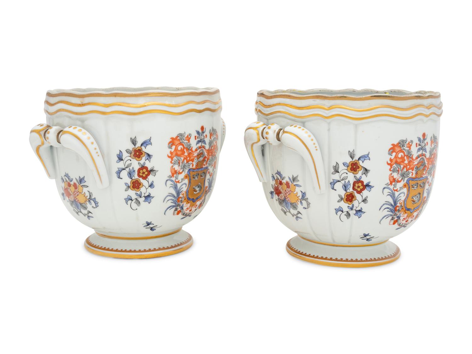 A Pair of French Porcelain Cache Pots