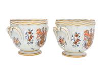 A Pair of French Porcelain Cache Pots