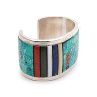 Silver Cuff with Mosaic Inlay Lot is located and will ship from Denver, Colorado