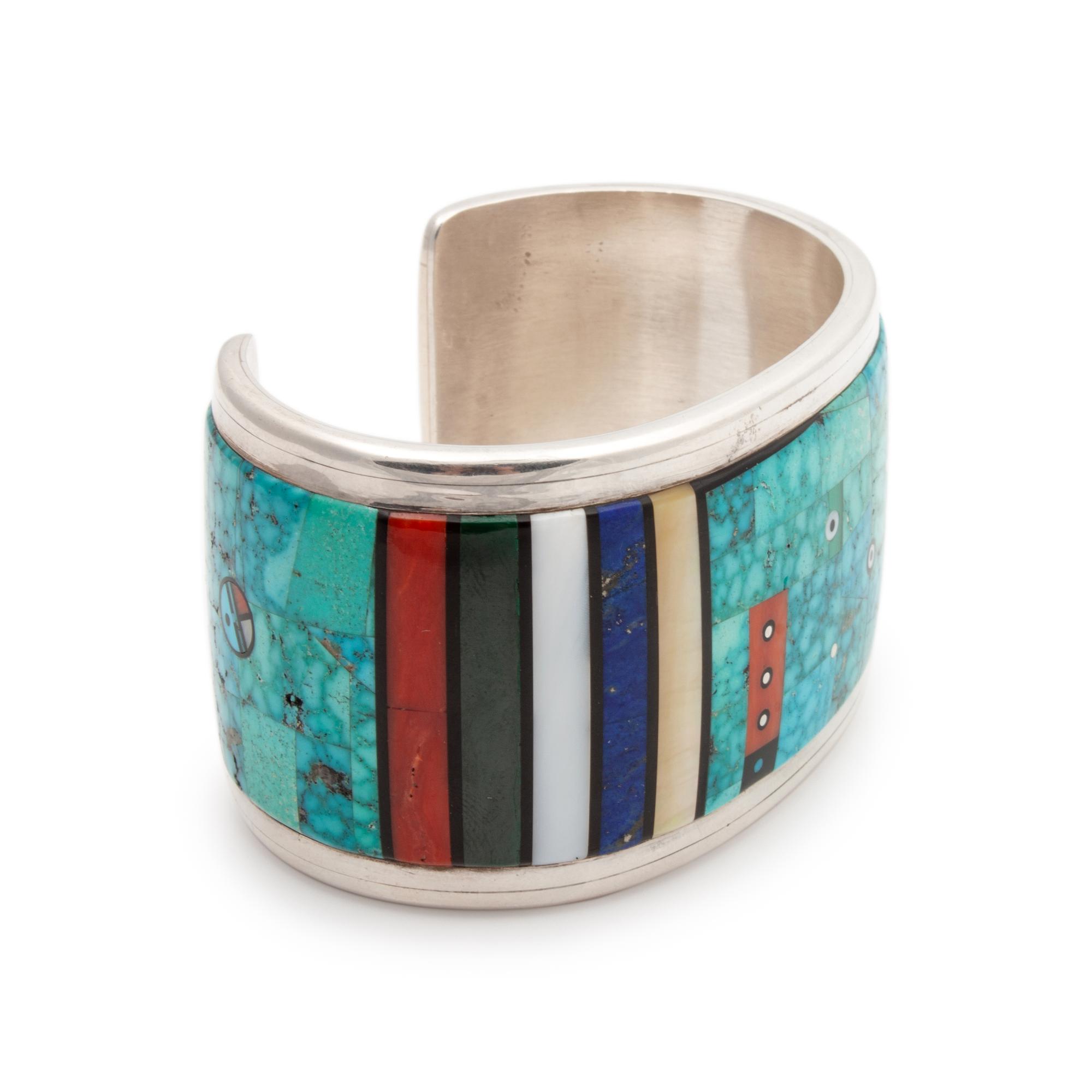 Silver Cuff with Mosaic Inlay Lot is located and will ship from Denver, Colorado