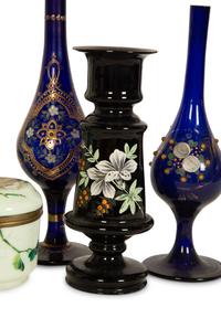 Eight French Opaline Glass Articles