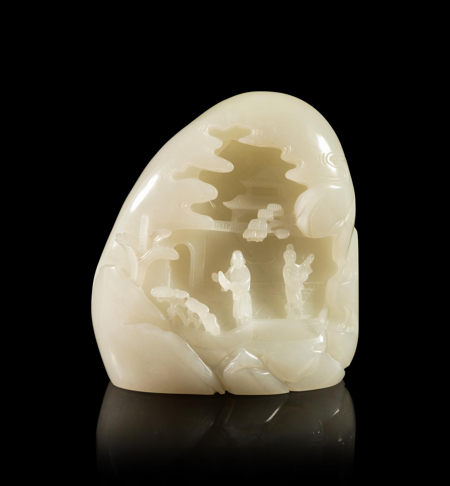 A White Jade Carved Boulder