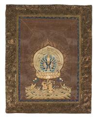 An Embroidered Thangka QING DYNASTY 24 1/4 x 15 3/8 inches. — QING DYNASTY