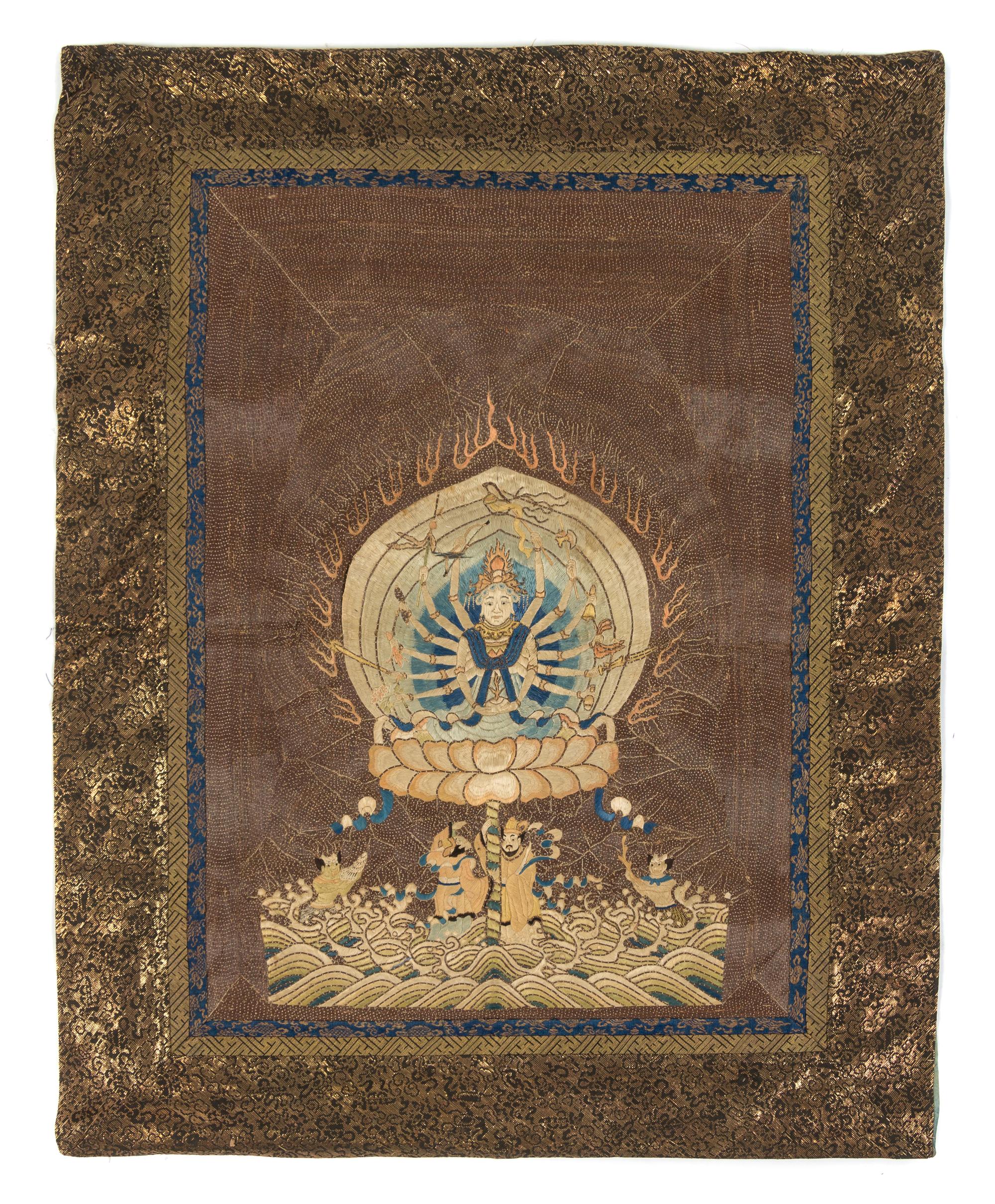 An Embroidered Thangka QING DYNASTY 24 1/4 x 15 3/8 inches. — QING DYNASTY