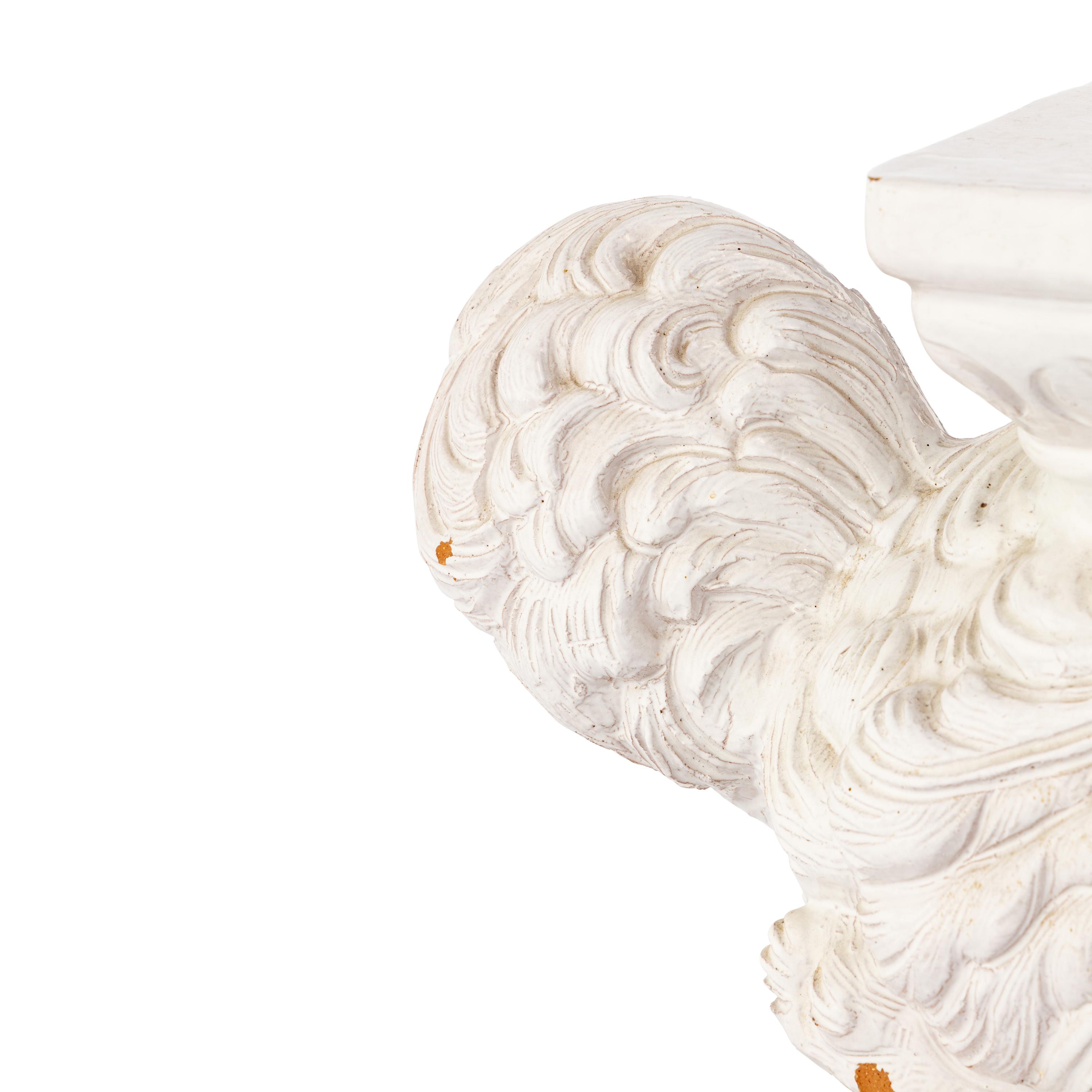 An Italian White-Glazed Earthenware Ostrich-Form Stool