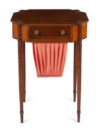 A Federal Cherrywood and Tiger Maple Octagonal-Top Work Stand