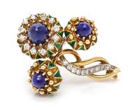 An 18 Karat Bicolor Gold, Lapis Lazuli, Diamond, and Enamel Brooch, La Triomphe, 14.90 dwts.