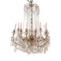 A French Gilt Bronze and Cut Glass Twelve-Light Chandelier