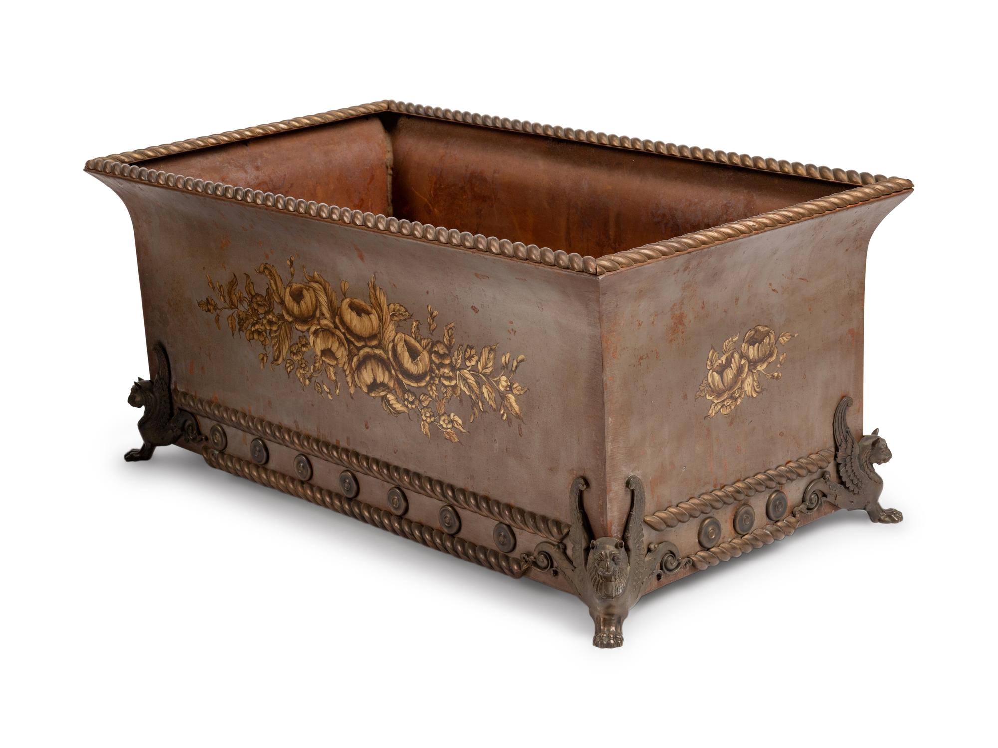 A Pair of French Bronze-Mounted Tole Peinte Jardinières — 19TH CENTURY
