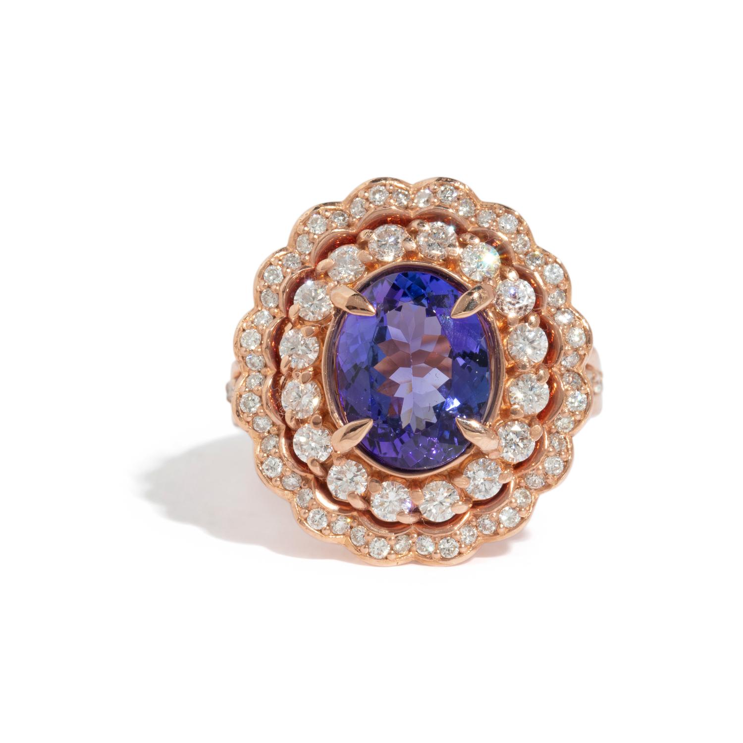 TANZANITE AND DIAMOND RING