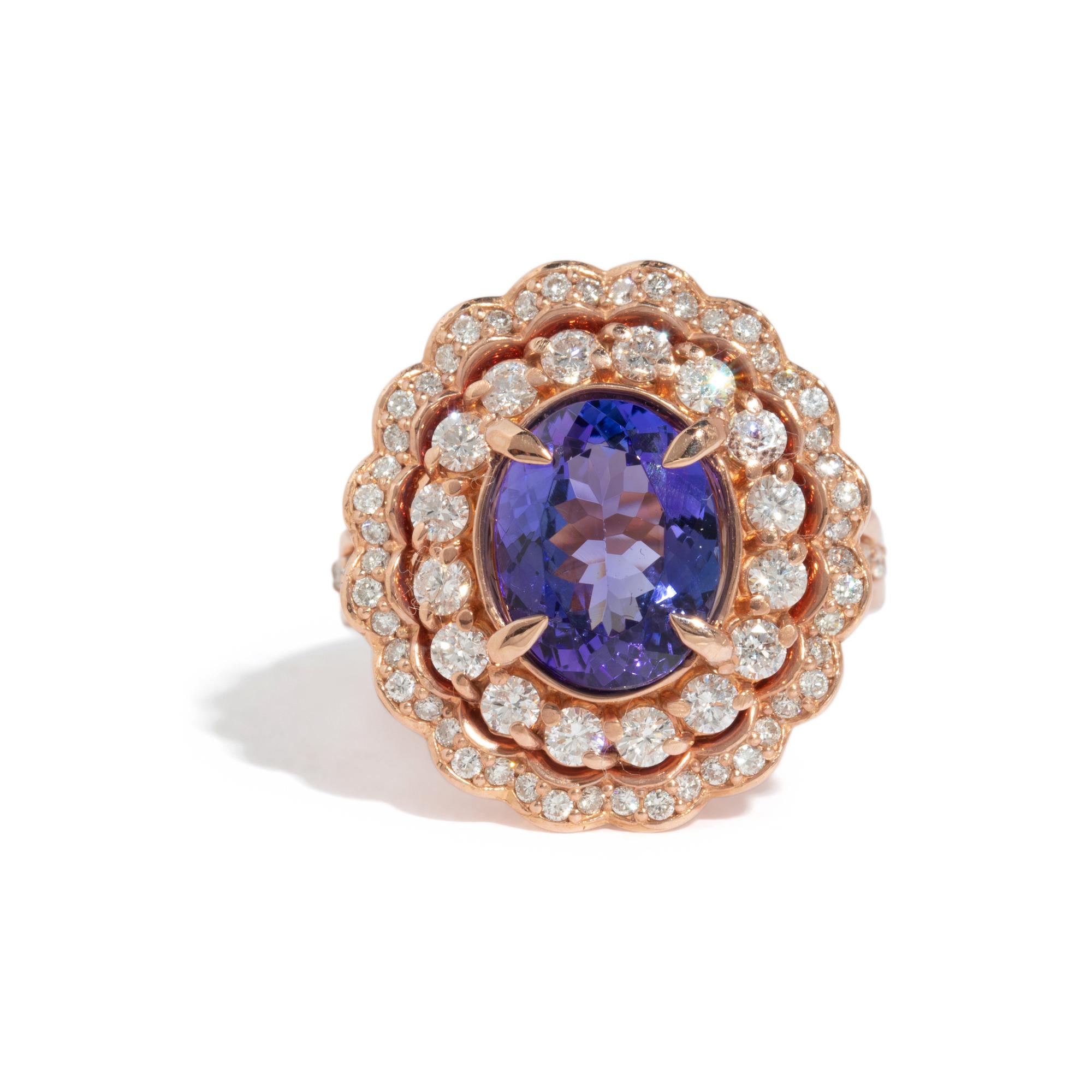 TANZANITE AND DIAMOND RING