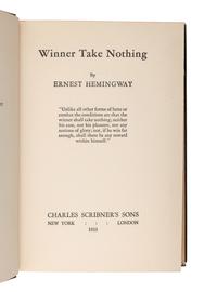 HEMINGWAY, Ernest (1899-1961). Winner Take Nothing. New York and London: Charles Scribner’s Sons, 1933.