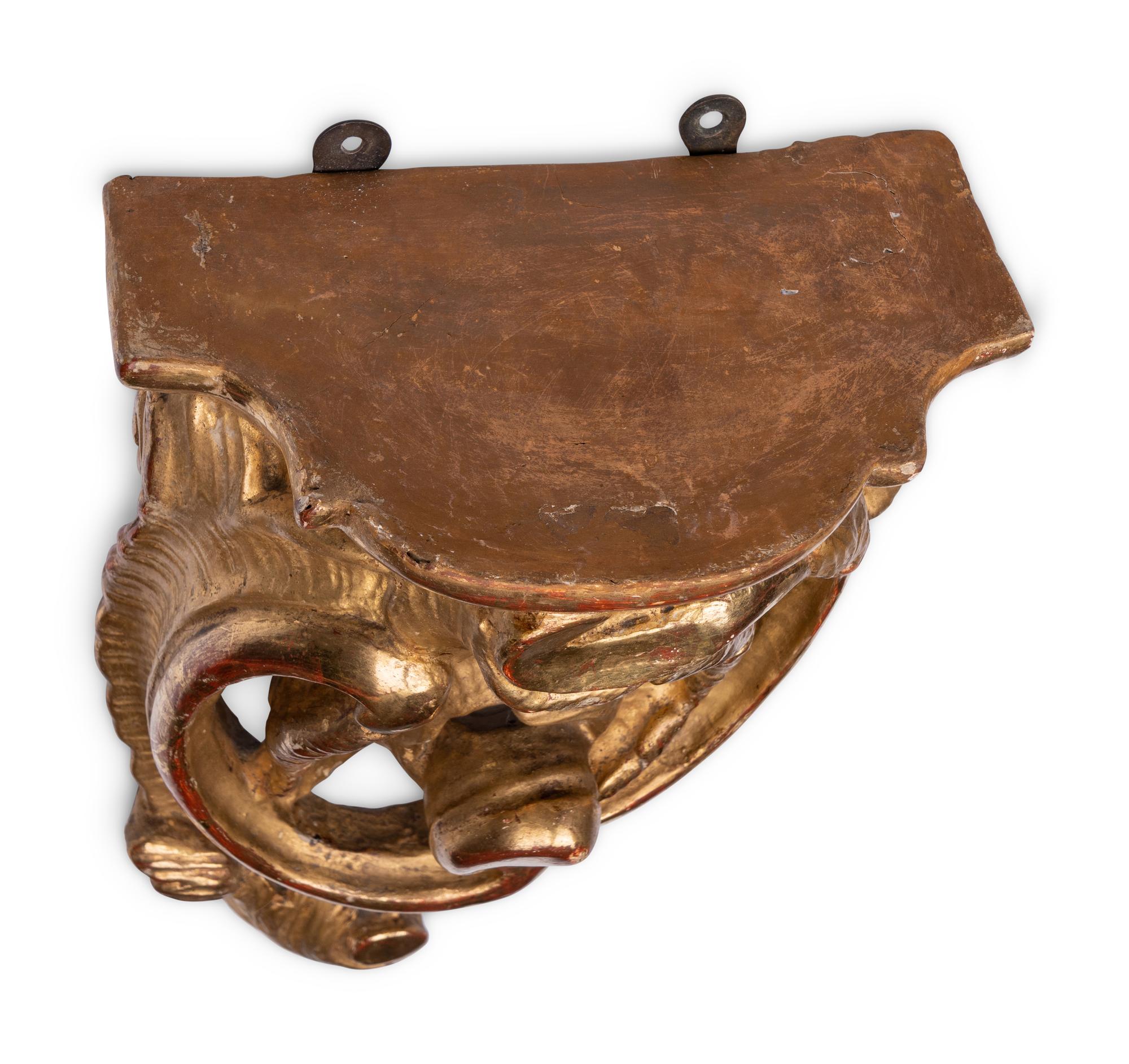 A Pair of Northern European Giltwood Wall Brackets