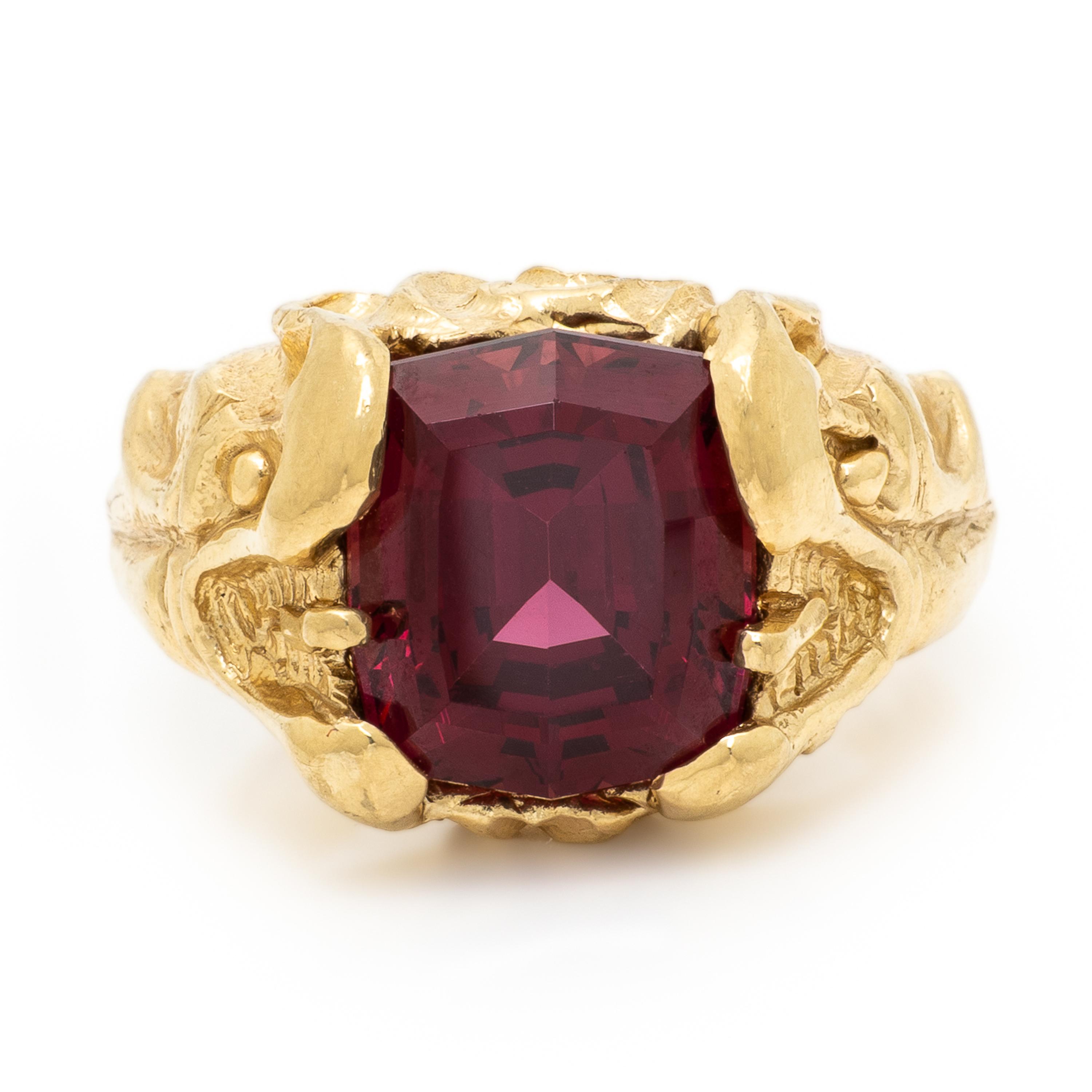 Roseark, Garnet and Yellow Gold Dragon Ring