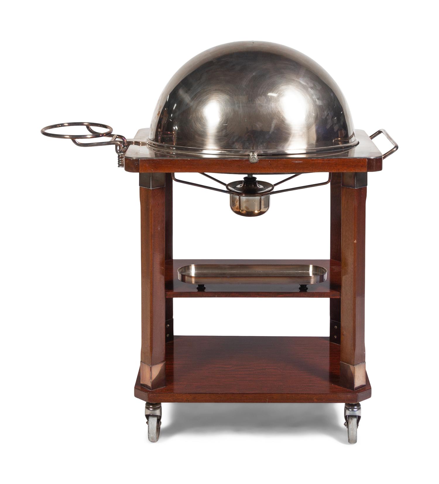 A Drake's English Silver-Plate and Mahogany Carving Station